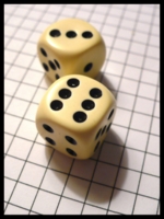 Dice : Dice - 6D - Ivory Colored Pillow Shaped With Black Pips